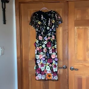 Floral Embroidered Black Dress VICI